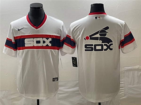 Men's Chicago White Sox White Team Big Logo Cool Base Stitched Jersey